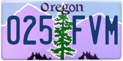 OR license plate 025FVM