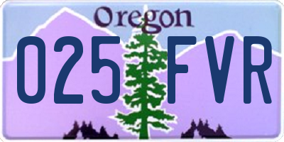 OR license plate 025FVR