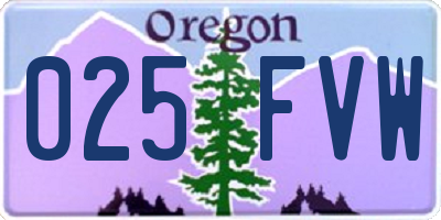 OR license plate 025FVW