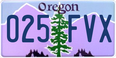 OR license plate 025FVX