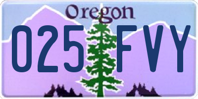 OR license plate 025FVY