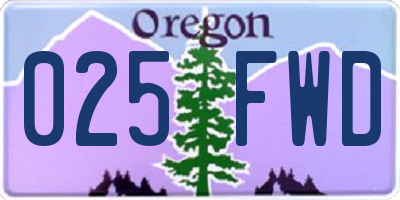 OR license plate 025FWD