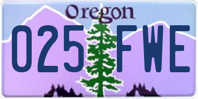 OR license plate 025FWE