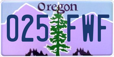 OR license plate 025FWF