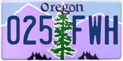 OR license plate 025FWH