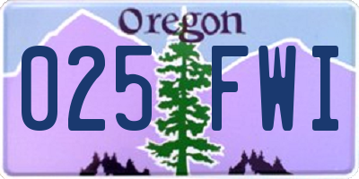 OR license plate 025FWI