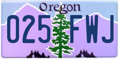 OR license plate 025FWJ
