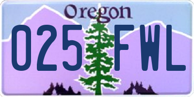 OR license plate 025FWL