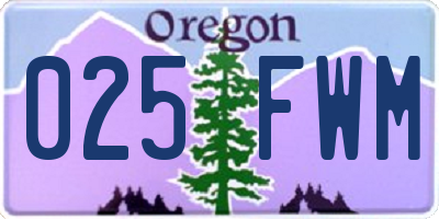 OR license plate 025FWM