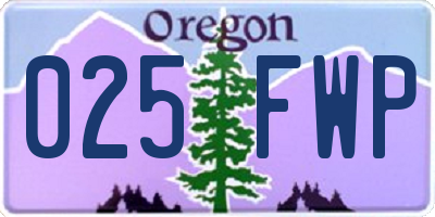 OR license plate 025FWP