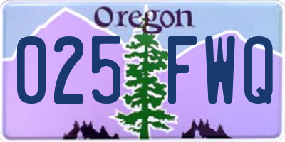 OR license plate 025FWQ