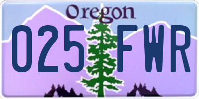 OR license plate 025FWR