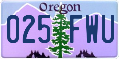 OR license plate 025FWU