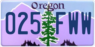 OR license plate 025FWW