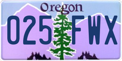 OR license plate 025FWX
