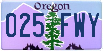 OR license plate 025FWY