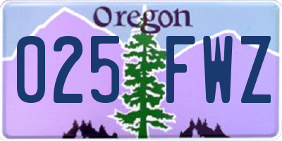 OR license plate 025FWZ
