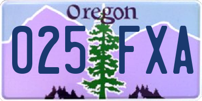 OR license plate 025FXA