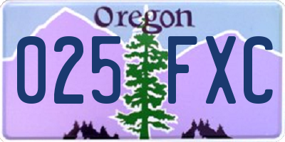 OR license plate 025FXC