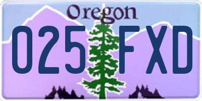 OR license plate 025FXD