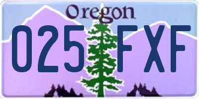 OR license plate 025FXF