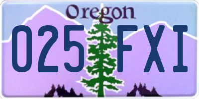 OR license plate 025FXI