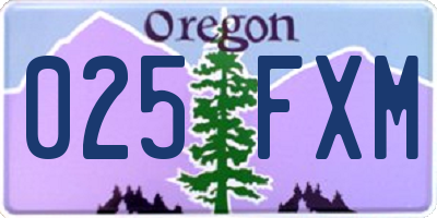 OR license plate 025FXM