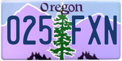 OR license plate 025FXN