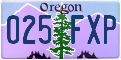OR license plate 025FXP