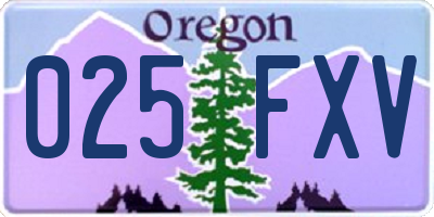 OR license plate 025FXV