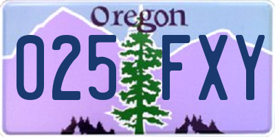 OR license plate 025FXY