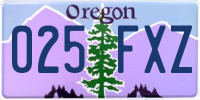 OR license plate 025FXZ