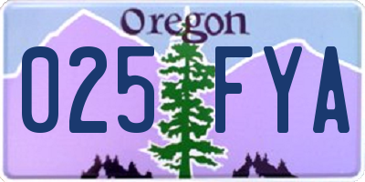 OR license plate 025FYA
