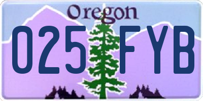 OR license plate 025FYB