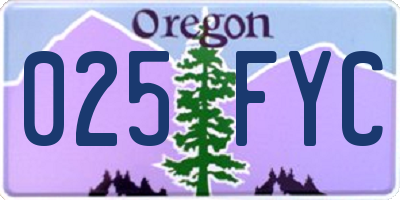 OR license plate 025FYC