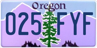 OR license plate 025FYF