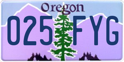 OR license plate 025FYG