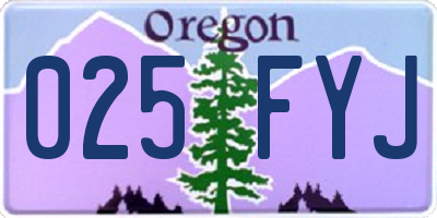 OR license plate 025FYJ