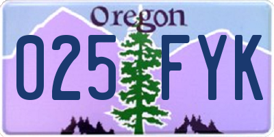 OR license plate 025FYK