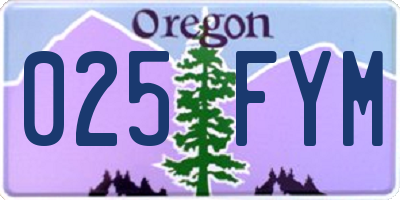 OR license plate 025FYM