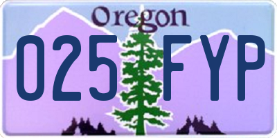 OR license plate 025FYP