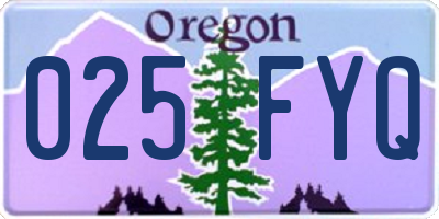 OR license plate 025FYQ