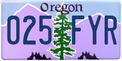 OR license plate 025FYR