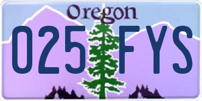 OR license plate 025FYS