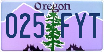 OR license plate 025FYT
