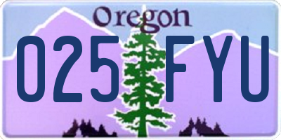 OR license plate 025FYU