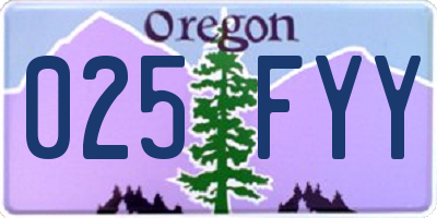 OR license plate 025FYY