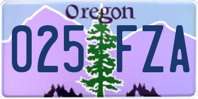 OR license plate 025FZA