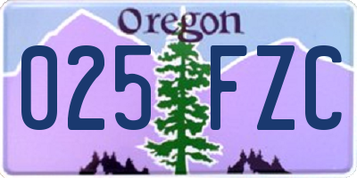 OR license plate 025FZC