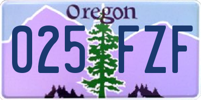 OR license plate 025FZF